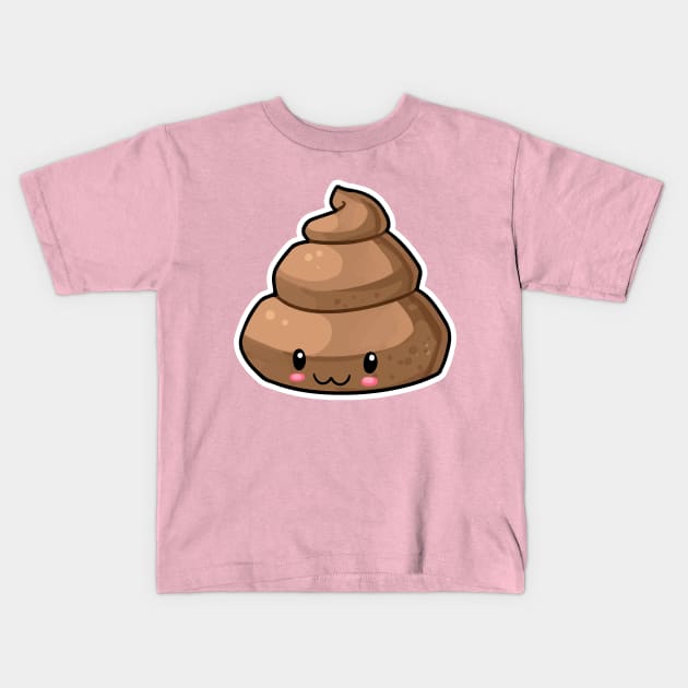 Cute Kawaii Poo by Kawatoons Kids T-Shirt by KawaToons